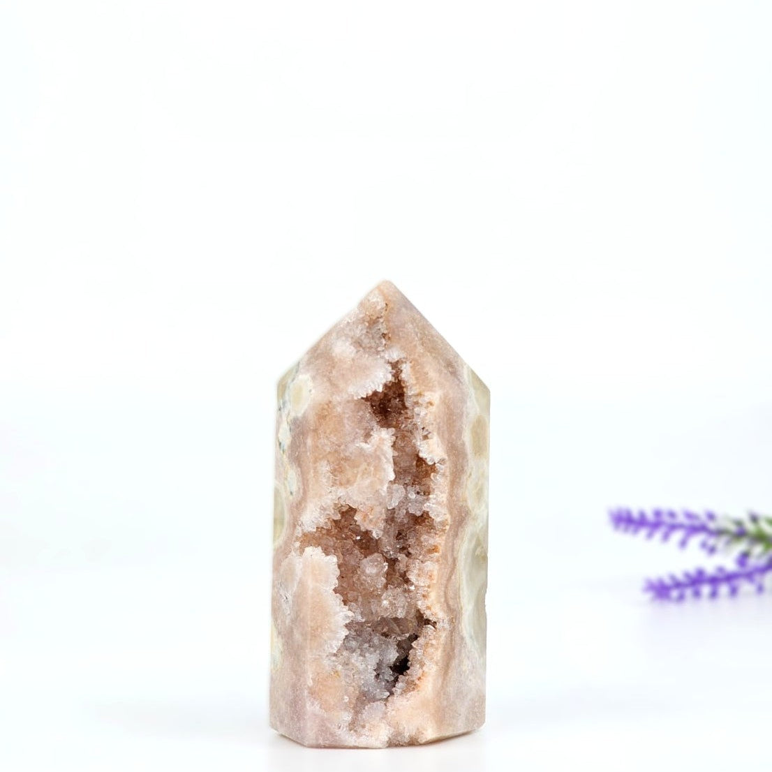 Pink amethyst tower with druzy from brazil