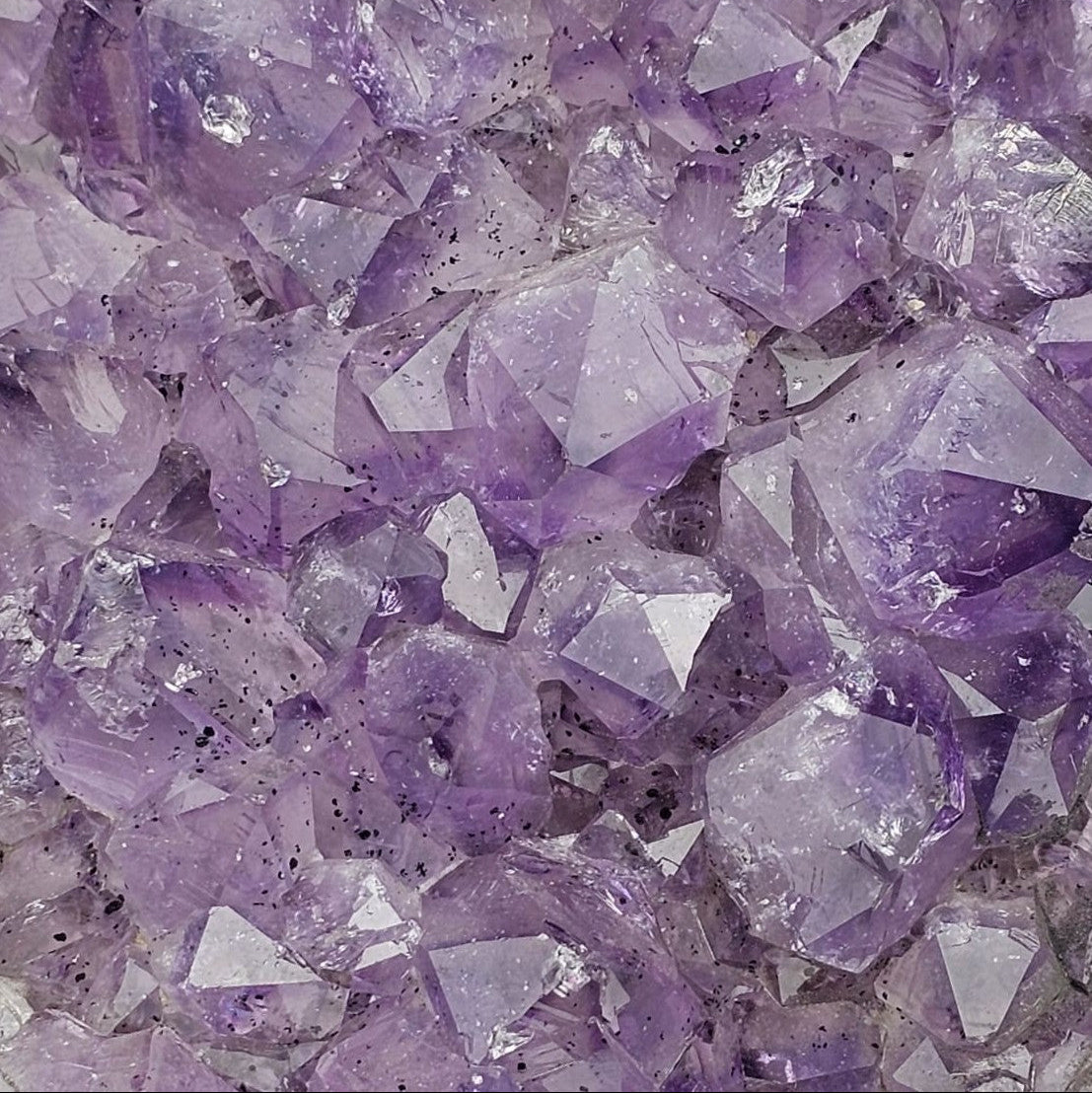 Close-up of amethyst crystal fragments