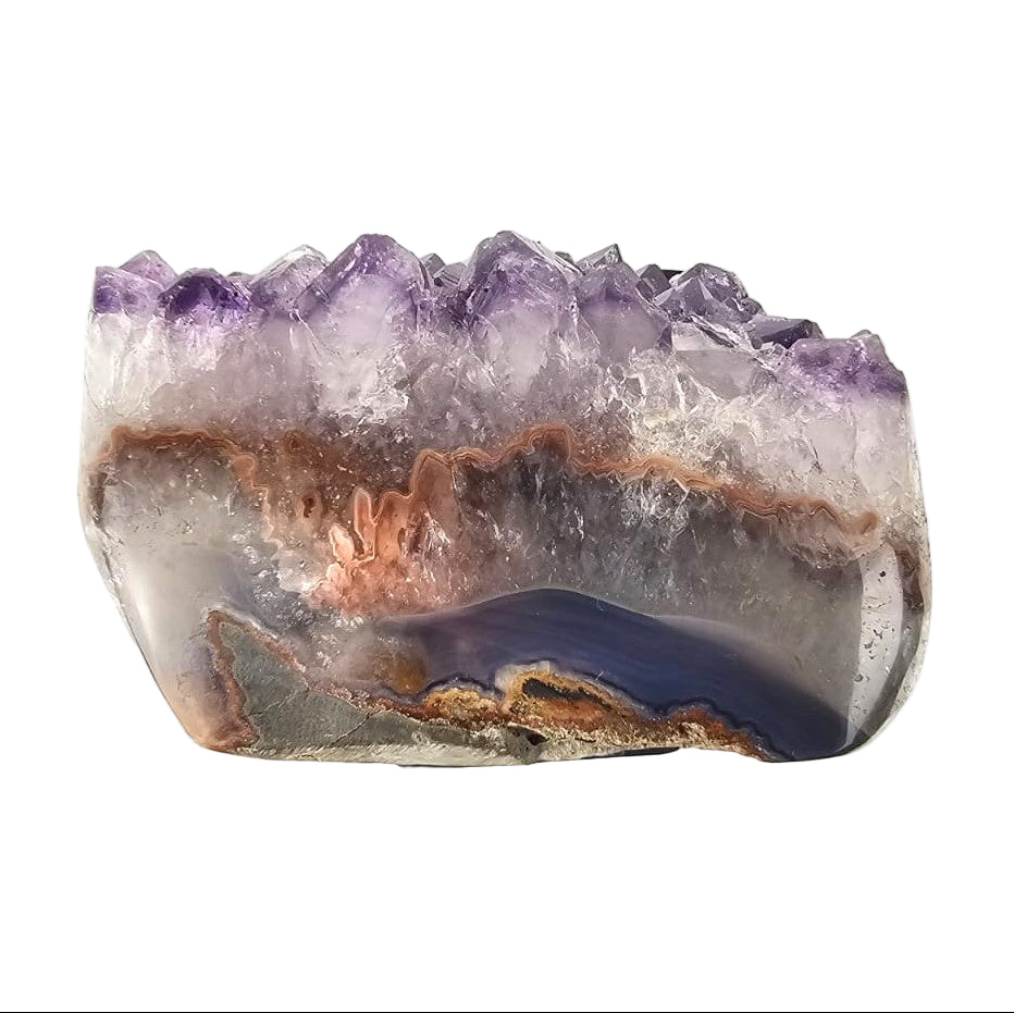 Amethyst crystal on a white background