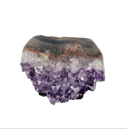 Amethyst crystal with a white background