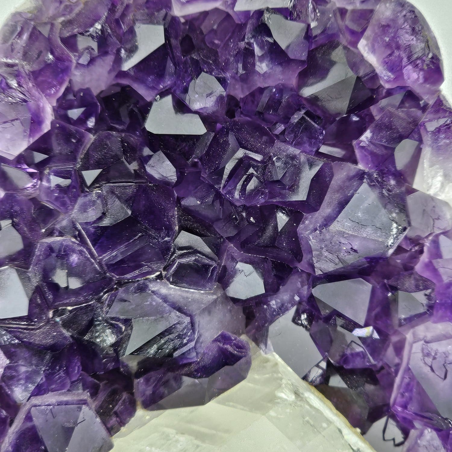 close up amethyst cluster crystals