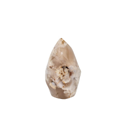 flame shaped stone with a flower textured surface on a white background