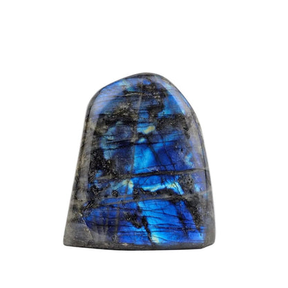 labradorite freeform crystal on a white background