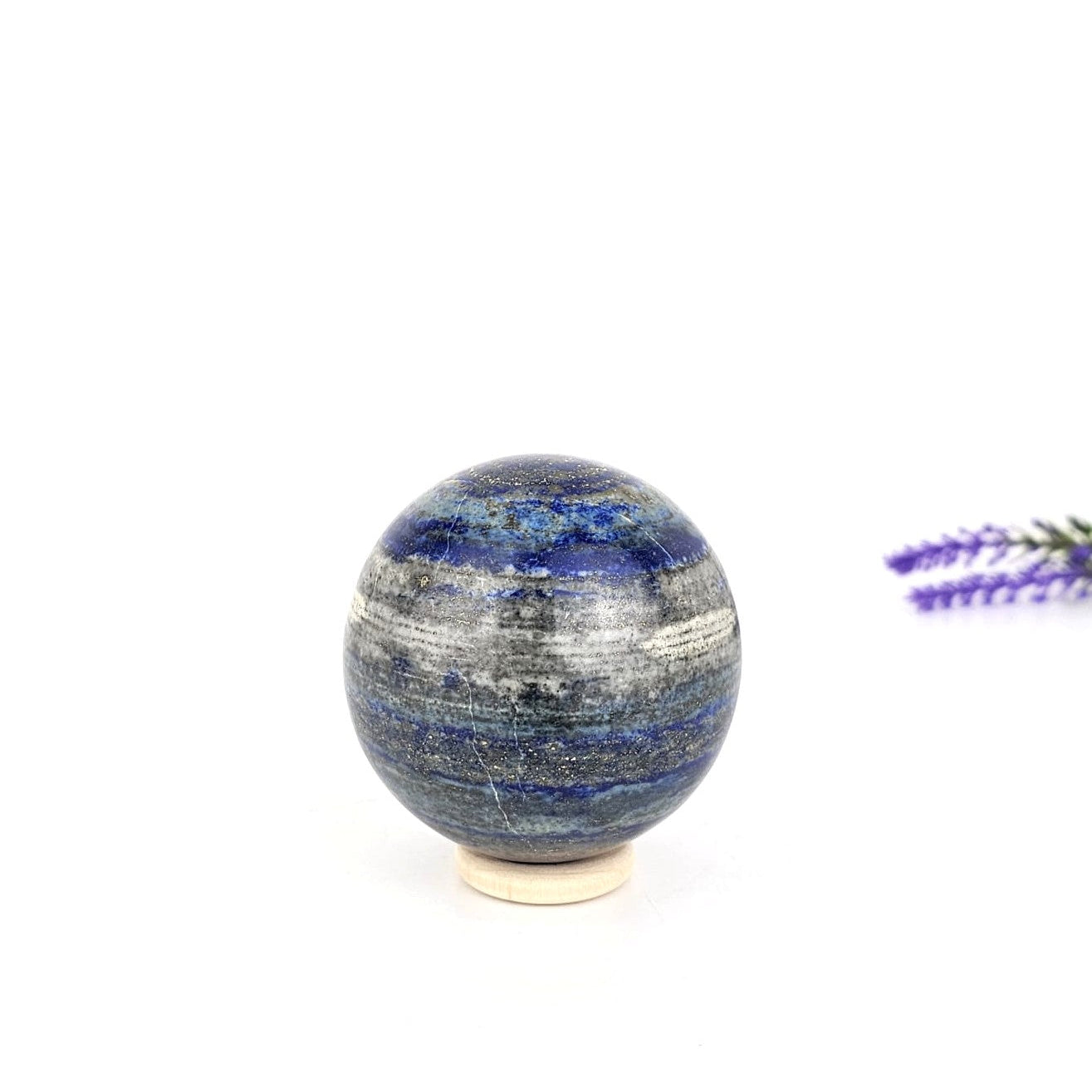 lapis lazuli sphere on a white background