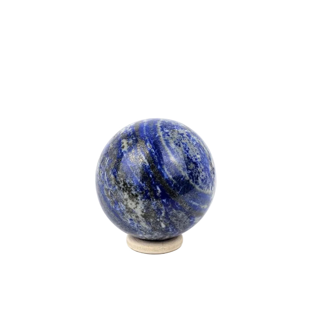 lapis lazuli crystal sphere on a white background