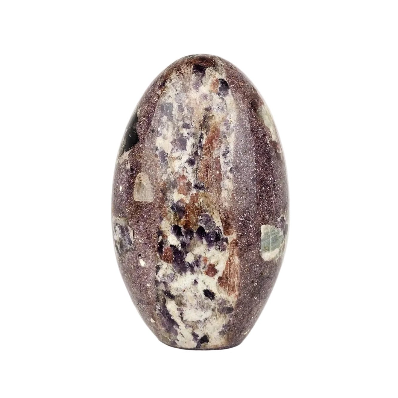 lepidolite in pegmatite freeform on a white background