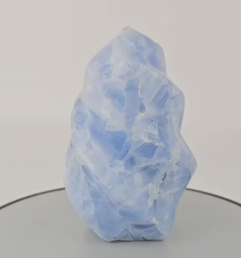 Blue calcite flame sculpture video