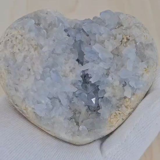 celestite heart shaped cluster
