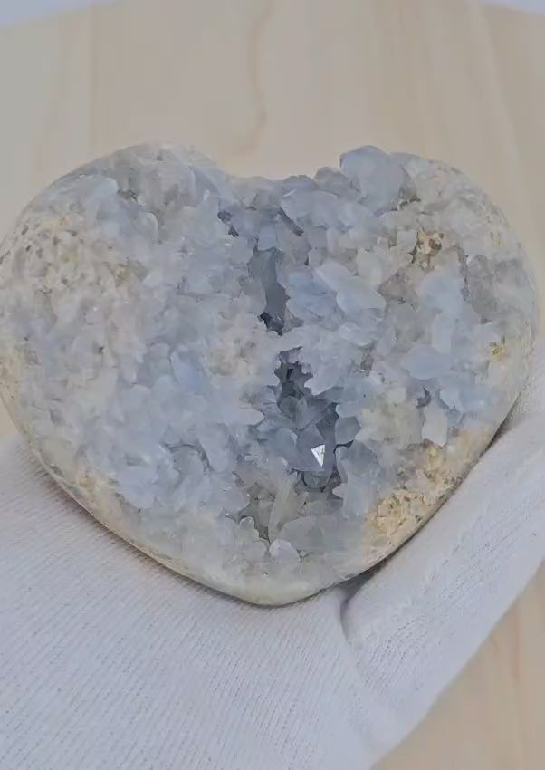 celestite heart shaped cluster