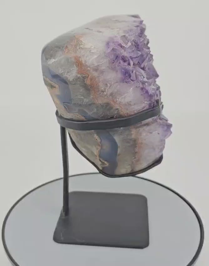 Amethyst cluster on stand