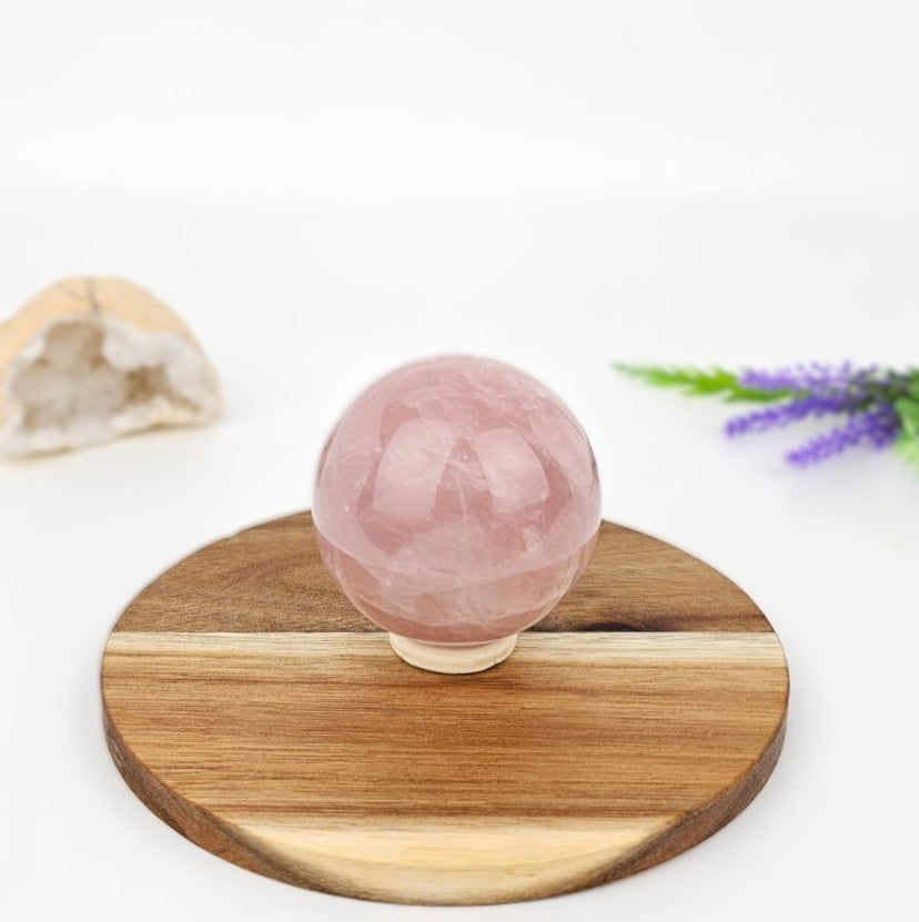 Rose Quartz big on a wooden stand