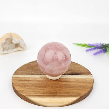 Rose Quartz big on a wooden stand