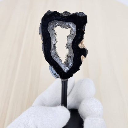 zoom in on black agate druzy crystals